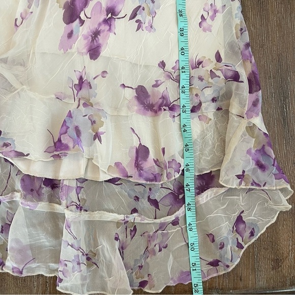 Vintage Be Smart Floral Babydoll Midi Dress 8/10 Fairy Purple Ruffled Sheer - Picture 9 of 10